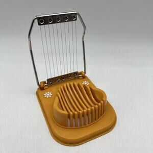 Vintage Boiled Egg Slicer w Metal Wire Band Yellow Harvest Gold Crazy Daisy Gold